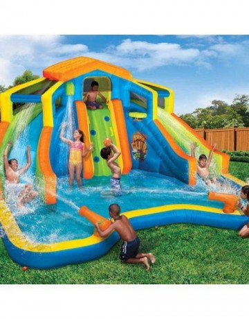 Banzai Inflatable Adventure Club Dual Slide and Pool Backyard Water Park 87