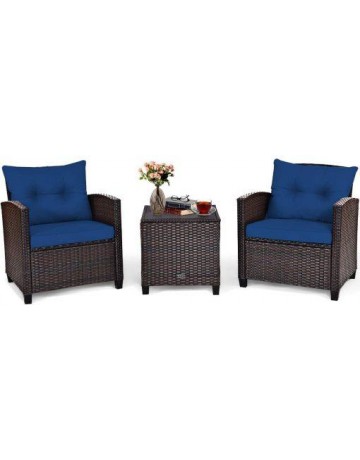 Blue 3 Pieces Patio Furniture Set