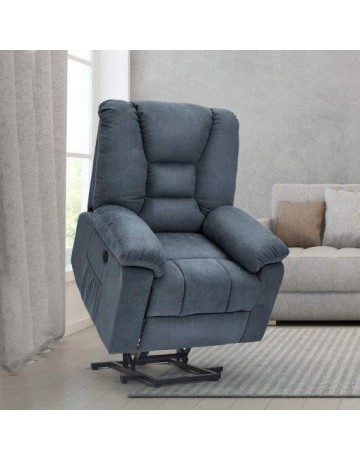 Blue Power Lift Microfiber Electric Recliner Chair w/ Heated Vibration Massage Sofa