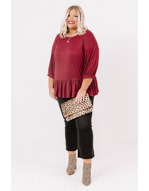 Kn  Shift Top in Wine Curves